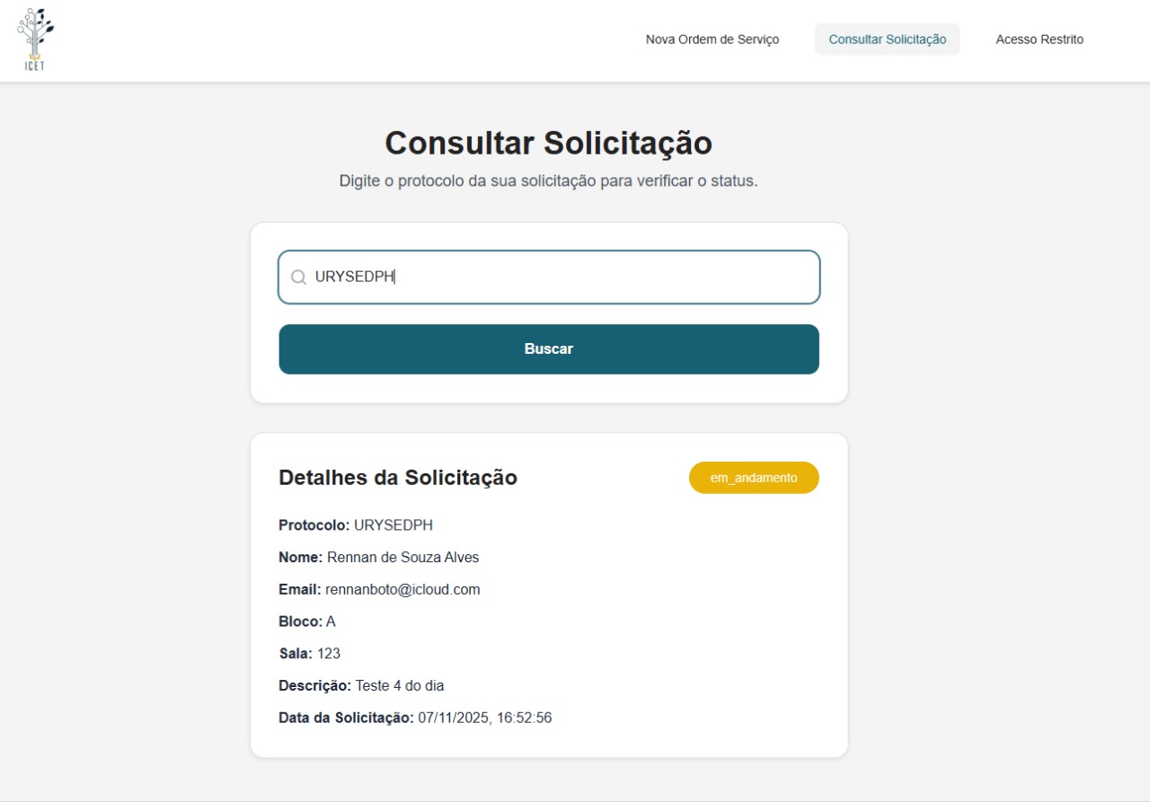 Tela de consulta por protocolo